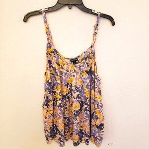 Torrid Rayon Floral Print Swing Tank Top with Tiered Hem Size 1X  = 14/16 EUC